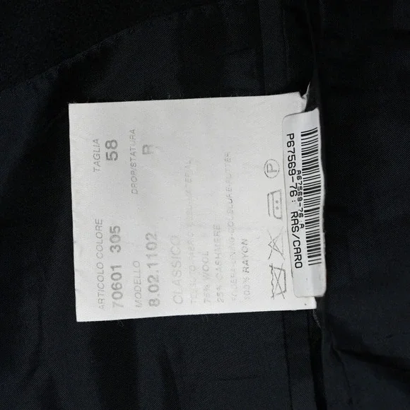 Vtg Mario‎ Caldi 48R Navy Blue Flannel Italy Old Money Suit Jacket Sport Coat